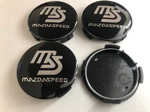 4 pcs MazdaSpeed Mazda Speed Alloy Wheel Center Cap Hub Caps 56mm Black Silver - Picture 1 of 3
