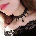 Lace Clavicle Chain Multilayer Crystal Tassel Choker Collar Necklace Black 2bb
