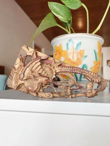 Chinese Wooden Architectural Panel Pheasant Hand Carved China Antique Red Gold - Picture 1 of 8