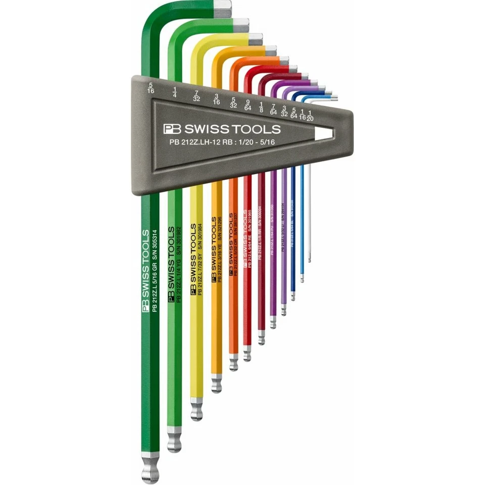 PB Swiss Tools PB 212Z.LH-12 RB Rainbow L-key Set, Long, Hex,Ball End, 12 Pieces - Image 1 of 1