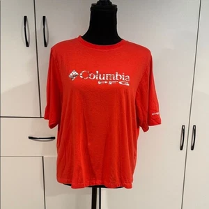 Columbia leuchtend rotes kurzärmliges Baumwoll-T-Shirt. Größe L - Bild 1 von 6