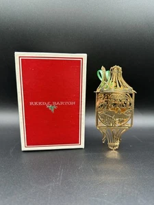 Reed & Barton primo ornamento natalizio annuale castello oro con scatola 1977 - Foto 1 di 5