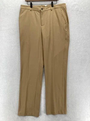 Calça de golfe Dunning masculina 36x32 cáqui bronzeado elástico desempenho frente plana chino - Imagem 1 de 4