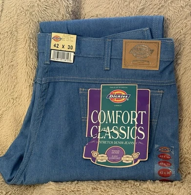 Men’s Dickies Jeans Comfort Classics Size 42 X 30  Stretch Denim Blue NWT NEW  - Image 1 of 4