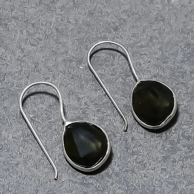 多面橄榄黄玉宝石手工民族礼品珠宝耳环 1.18 英寸 SR 5411 — 第 1/4 张图片