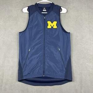 Michigan Wolverines Vest Mens Small Blue Nike Jordan Dri Fit Full Zip Lined EUC - Picture 1 of 14