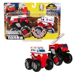 Tonka Monster Metal Movers Red White Fire Truck & Ambulance Toy Combo Set - Picture 1 of 6