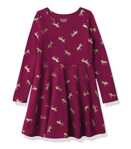 The Children's Place Unicorn Skater Dress Toddler Girls size 5T - Image 1 of 2