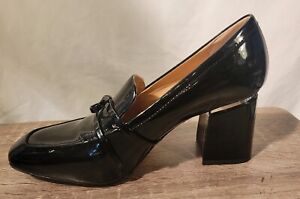 Antonio Melani-Women's Amber Black Glossy Bow Block Pumps Shoe Size 9.5M