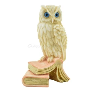 Statue Ancient Greek Alabaster Owl 6.30" - 16cm Cast Marble Mythology Athena - Picture 1 of 7