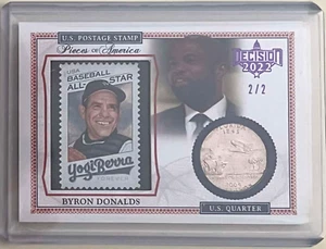 BYRON DONALDS (R) #/D 2/2 2022 DECISIÓN YOGUI SELLO/MONEDA RELIQUIA TARJETA HISTÓRICA - Imagen 1 de 2