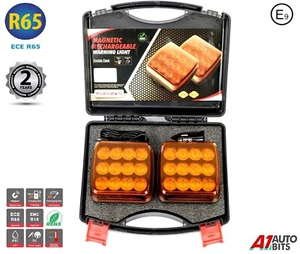 Wireless Led Orange Warning Lights R65 CE Battery Operated USB Magnetic E9 - Picture 1 of 12