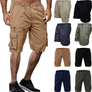 Men Elastic Waist Shorts Pockets Outdoor Combat Work Casual Short Pants / - Picture 1 of 21