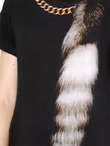 Alexander McQueen Black Fox & Chain Printed Cotton T-Shirt Size 42 - Picture 1 of 7