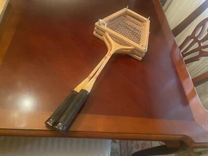 2 raquetas de bádminton de madera Spalding Star con estuche de almacenamiento de madera años 80 - Imagen 1 de 4