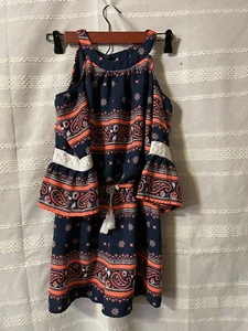 My Michelle Girl’s Floral Cold Shoulder Lined Romper Girl Sz L  10.00 - Picture 1 of 7