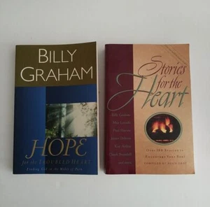Billy Graham Books Hope For The Troubled Heart Stories For The Heart NEW - Picture 1 of 3