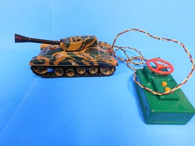 Tanque del ejército litográfico a batería Linemar vintage de los años 50 funciona *ST Foto 1 de 4