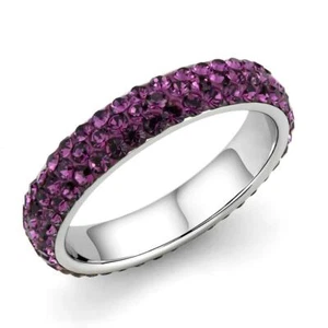 Banda eterna de acero inoxidable con incrustaciones de joya cristal marrón TK316 - Imagen 1 de 17