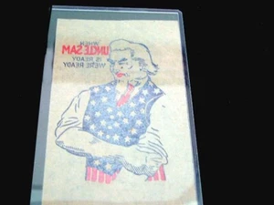 1942 WWII UNCLE SAM IRON-ON DECAL NO HAT VERSION & SLEEVES ROLLED UP MINT UNUSED - Picture 1 of 5