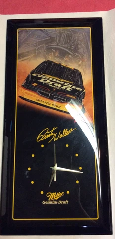 Rusty Wallace Miller ( Grand Prix )Wall Clock   Clock Not Running. 11” X 23” Cover