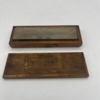 Vintage Washita Whetstone, Arkansas Stone, AR Wood Box 4" x 1"