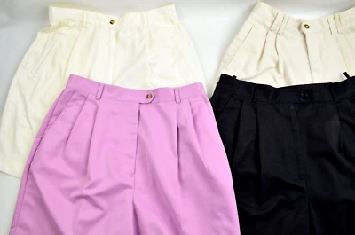 Lote De Colección De 4 Pantalones Cortos De Golf Para Mujer Talla 12 Años 90 Pantalones Cortos Plisados Frentes Foto 1 de 4