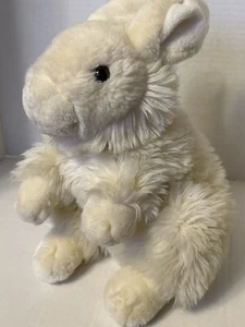 White Fluffy 10 Inch Rabbit Bunny On Its Hunches Plush Animal Easter Spring Toy - Picture 1 of 7