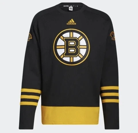 NEW Adidas Boston Bruins Crew Sweater Black Yellow HA5775 Mens Sz XL Retail $120 Cover
