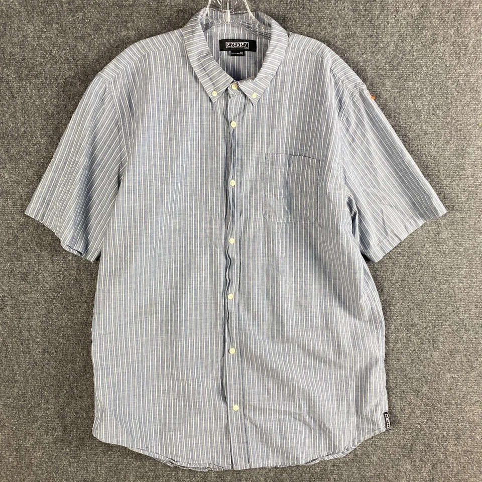 Ezekiel Button Down Shirt Men's XXL Short Sleeve 2XL Striped 100% Cotton - Image 1 of 4