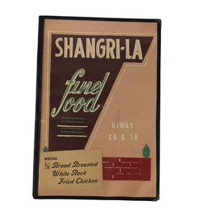 Vintage Mid Century Shangri La Restaurant Menu Hi-Way Highway 29 & 18 Fine Food - Picture 1 of 5