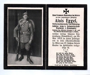 Altes Sterbebild Stürming Schütze Infanterie Leib Regiment EK II Verdienstkreuz - Bild 1 von 2