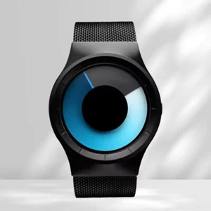 Numberless Watch - Liquid Blue Display - Fathers Day Gift Novelty Unique Unisex - Picture 1 of 9
