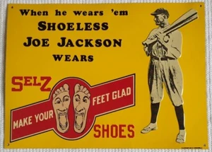 Shoeless Joe Jackson Chicago White Sox Selz Shoes Metal Tin Sign - Picture 1 of 3