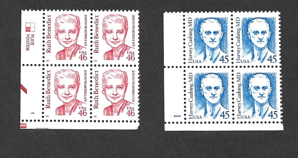 US STAMPS 2188 / 2938 PLATE BLOCKS GREAT AMERICANS 45c 46c MINT NH OG FREE SHIP - Image 1 of 1