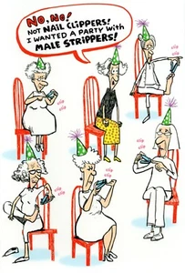 Funny Adult BIRTHDAY Card, Nail Clippers Male Strippers by Sass Greetings +✉ - Picture 1 of 4
