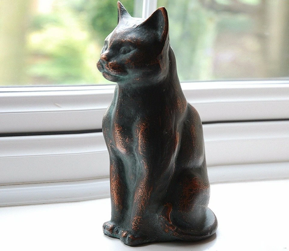 Sitting Cat Home Ornament - Cast Iron with a Hand Finished Bronze Patina - Image 1 of 4