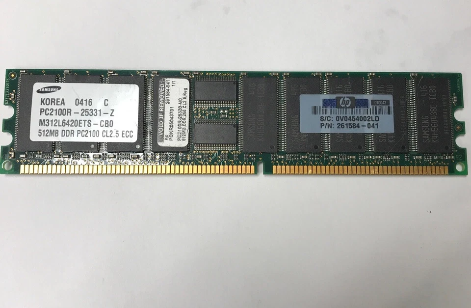 Samsung PC2100 512mb ddr pc2100 cl2.5 ecc 261584-041 - Image 1 of 1