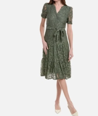 Vestido camisero Nanette Lepore de encaje corbata en la cintura para mujer vestido negro talla 14 nuevo con etiquetas Foto 1 de 4