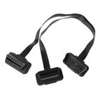 16 Pin OBD2 Male To Double Female Splitter Flat Thin Y Connector Extension Cable