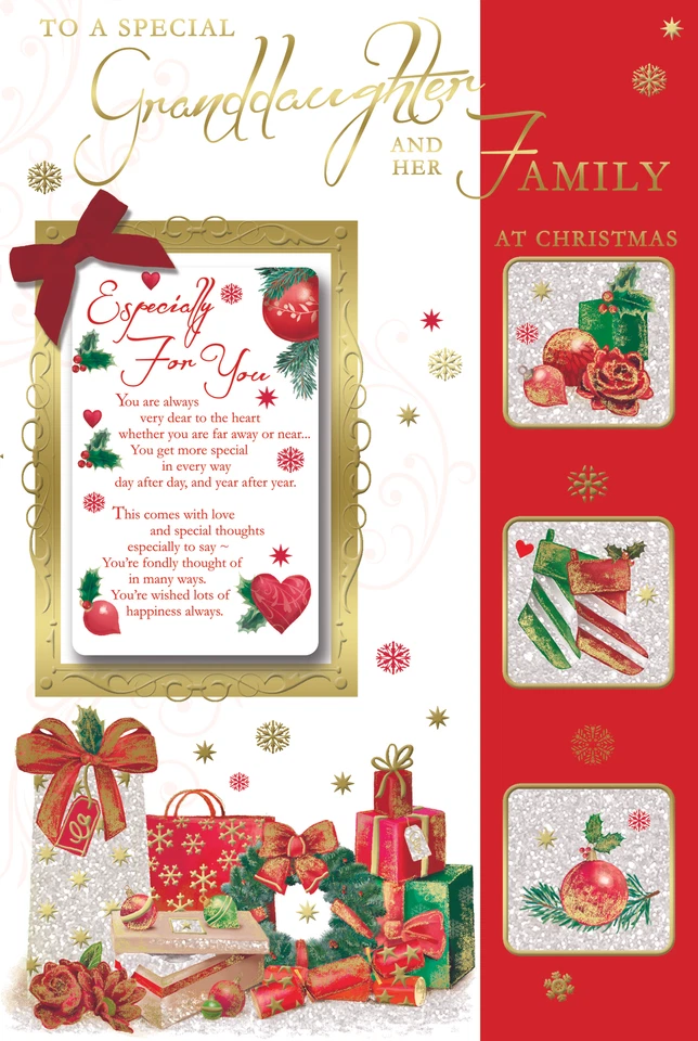 Tarjeta de Navidad con pensamientos especiales para una nieta especial y su familia Foto 1 de 1