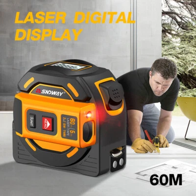 60m/196FT Laser Distance Meter Digital Rangefinder Tape Area Measurer Auto Lock - Image 1 of 4