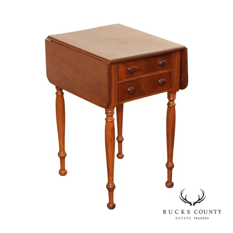 Antique 19th C. American Sheraton Mahogany Drop Leaf Work Table Cover