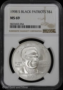 1998-S $1 Black Patriots Crispus Attucks Commem Silver Dollar NGC MS 69 | UNC BU - Picture 1 of 4