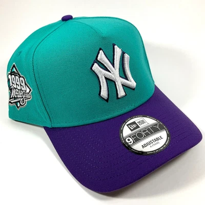 New Era New York NY Yankees Exclusive Teal Grape 9FORTY A-Frame Snapback Hat Cap - Image 1 of 4