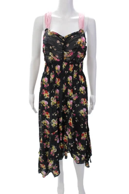 Vestido floral negro Preen Line de algodón sin mangas con cuello cuadrado talla M Foto 1 de 4