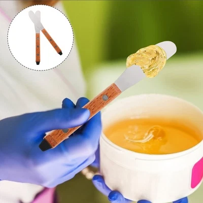  Lot de 2 spatules d'épilation : bâtonnets applicateurs de cire en acier - Photo 1/4