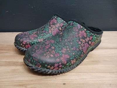 Western Chief Butterflies Clog Womens Slip On Black Rubber Mule Comfort Shoes 7 - Image 1 of 4