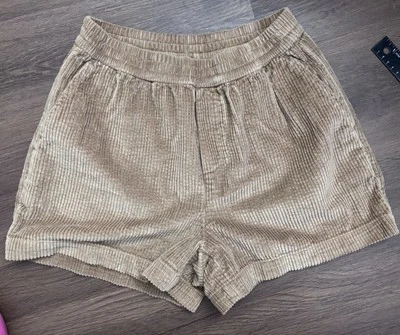 Aerie NWT Shorts Women XS Brown Corduroy Solid Boxer Style Elastic Waist - Image 1 of 4