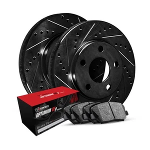 R1 Concepts Whun1 43000 R1 Brake Rotors D S Black W Optimum Oe Pads - Picture 1 of 9
